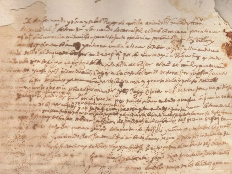 Manuscrito sobre la venida de los Reyes Católicos
